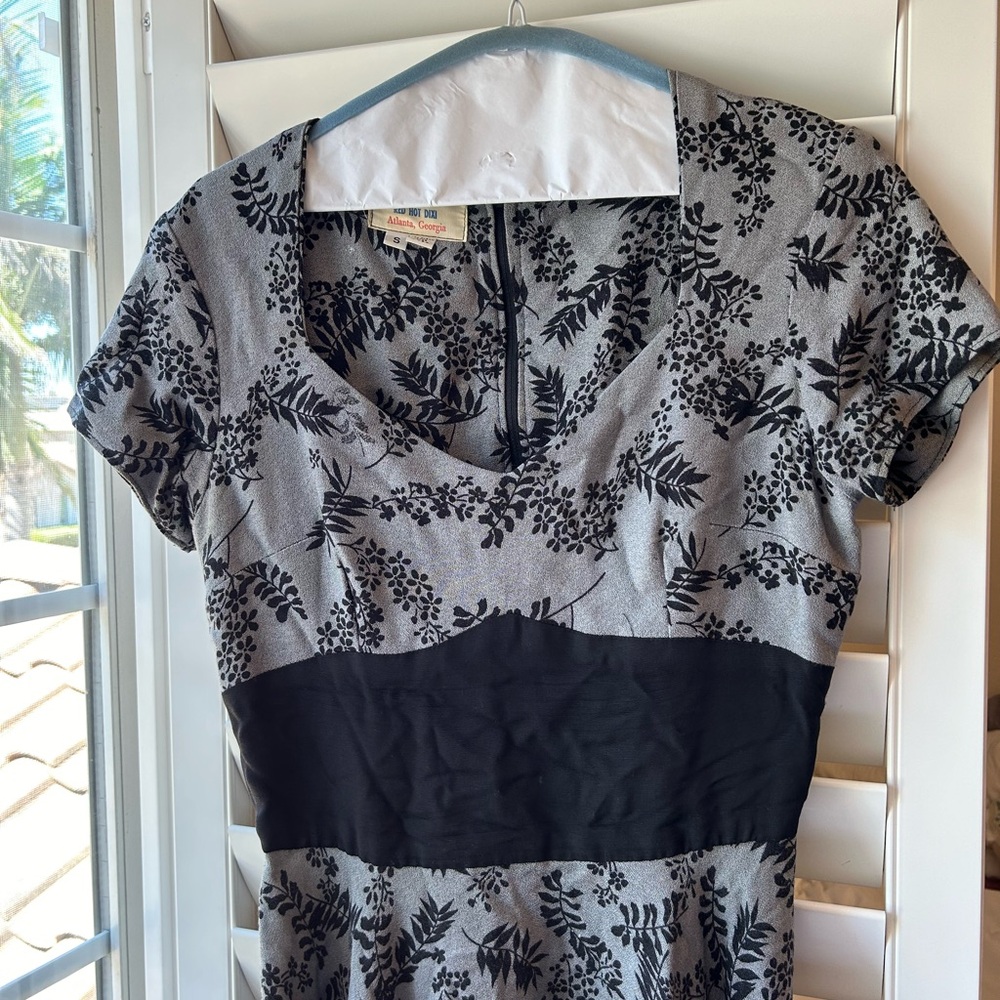 True Vintage Circle Skirt A-Line Dress from 1950’s - Red Hot Dixi - Black & Grey